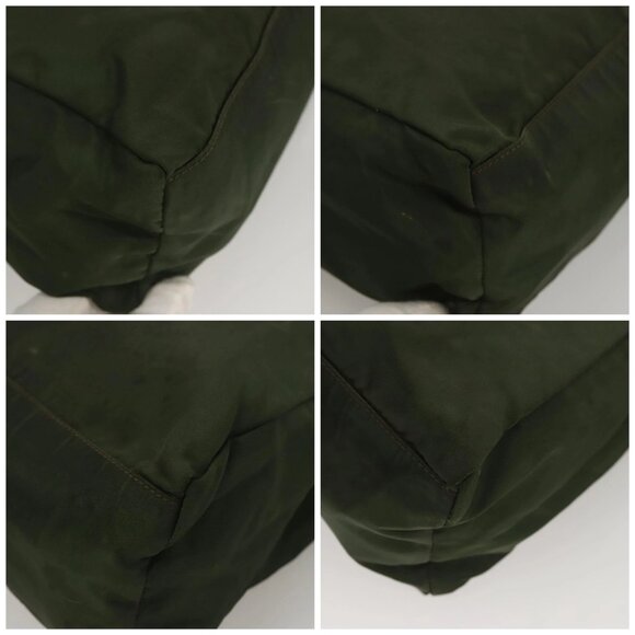 PRADA Hand Bag Nylon Khaki Silver Auth - Picture 16 of 16